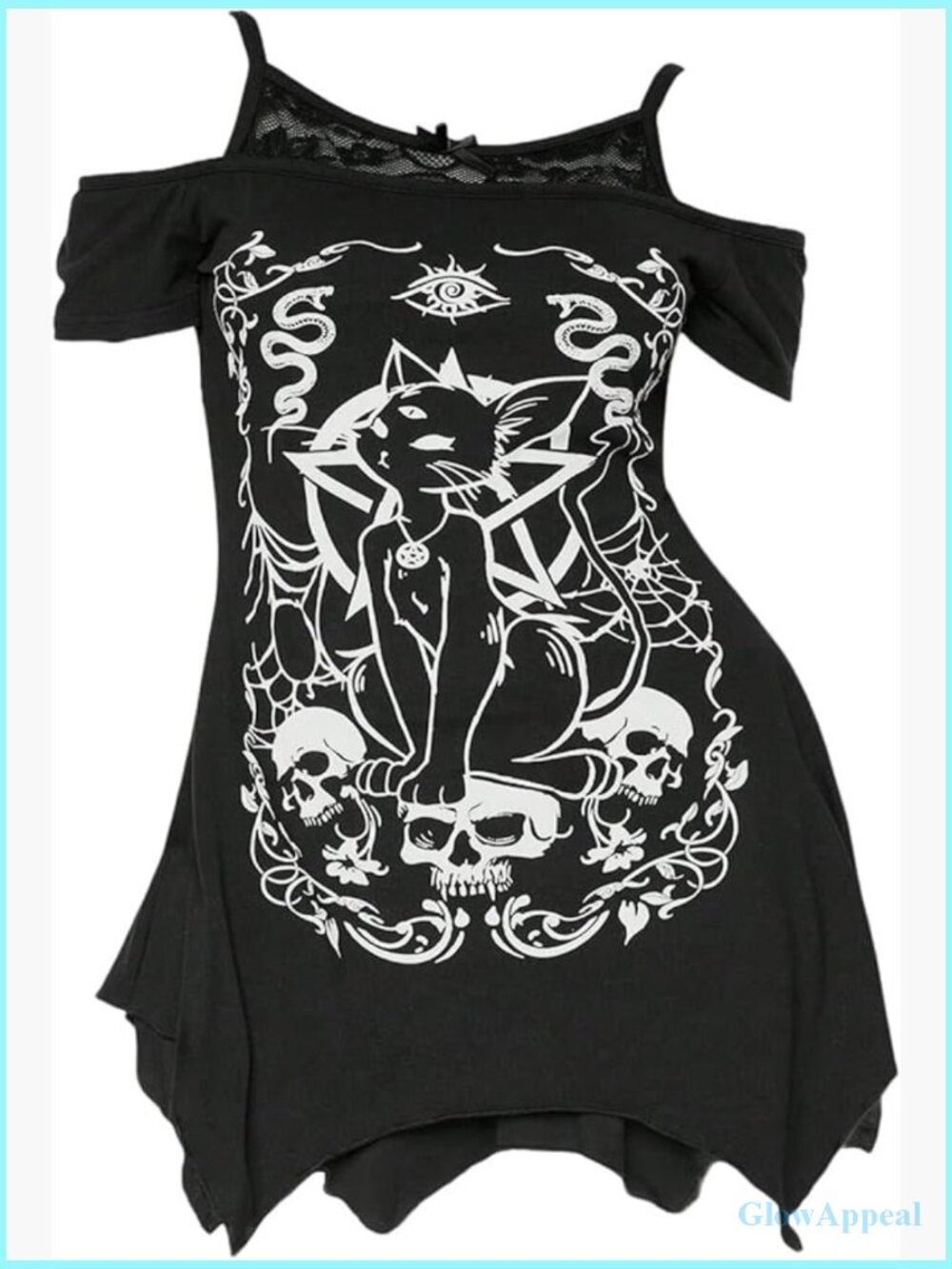 Plus Size Gothic Cold Shoulder Graphic Tee Y2K Tops Festival Rave Outfits